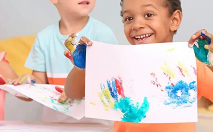 Playful kindergarten moment from school exhibition