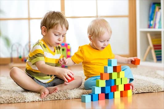 Kids playing with blocks